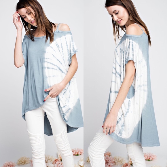 Glamvault Tops - Tie-Dye Knit Tunic Top